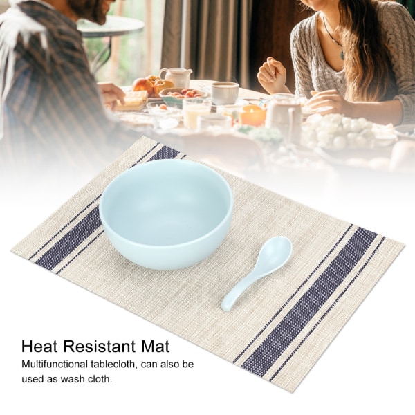 4 ST 30*45 cm Snygg PVC-randig fyrkantig värmebeständig matta bordsduk grythållare (blå remsa)