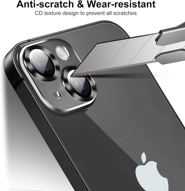 Kamerabeskytter 2-pak til iPhone 14 og iPhone 14 Plus Kamerabeskytter CD-tekstur Anti-ridse Sort