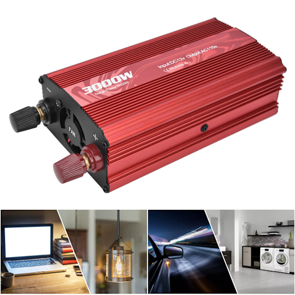 DC to AC Converter Aluminum Alloy Smart Repair Sine Wave Power Inverters 3000W 12V to 110V