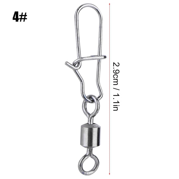 50 stk 2# 4# 5# 6# 8# Fiskeforbindelse Pin Bearing Rolling Swivel Rustfritt Stål