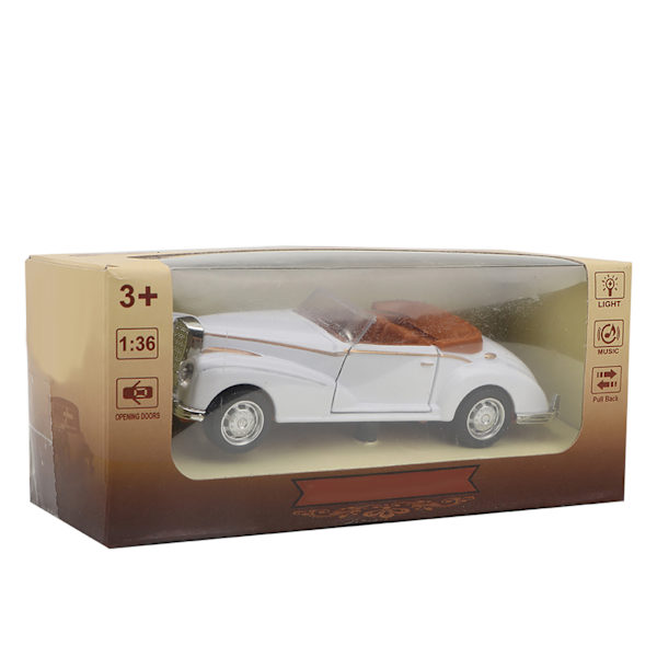 Mini Stimuleringslegering Klassisk Bil Roadster Lyd og Lys Model Legetøjsbil (Hvid)