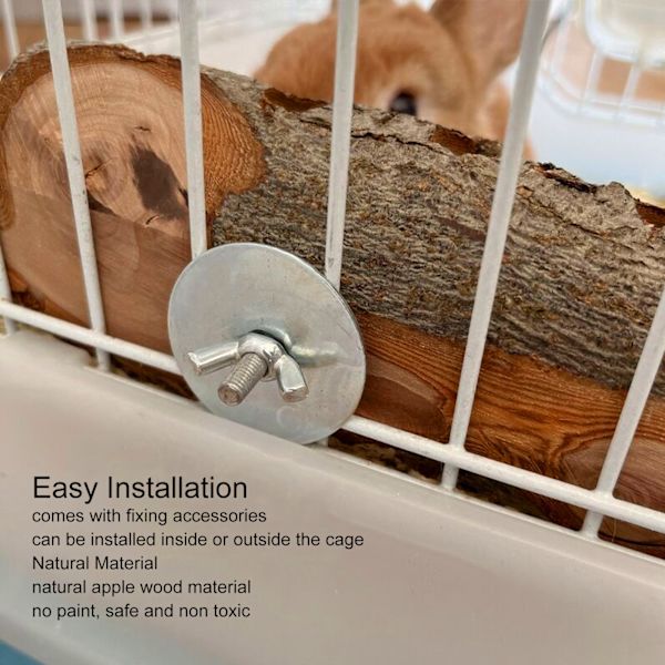 Hamster Log Tuggleksak Naturligt Säkert Molar Bite Resistent Papegoja Trä Stående Pinne för Smådjur L