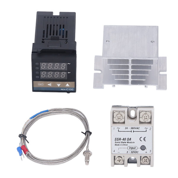 PID-temperaturregulatorer Kit 0-400℃ Vattentät Hög Noggrannhet REX C100 Temperaturregulator för Gård 100V-240V 40A