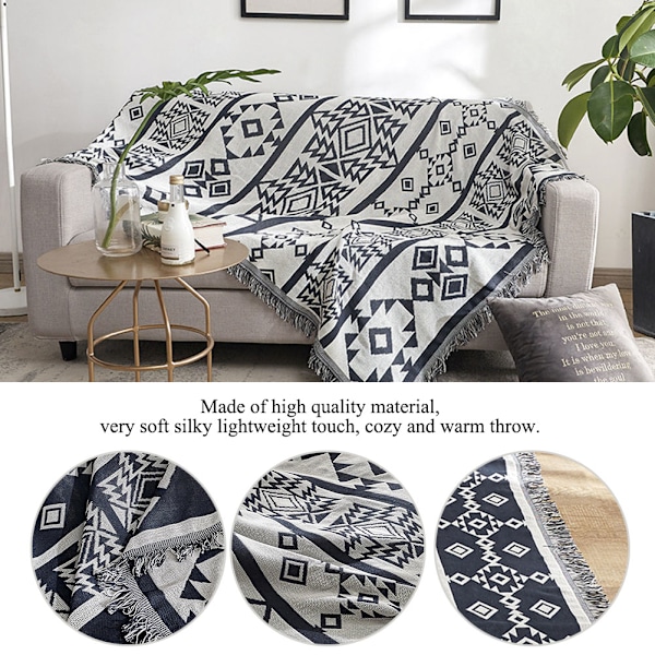 Black White Geometry Sofa Towel Slipcover Thick Blanket Couch Furniture Carpet(180x230cm)