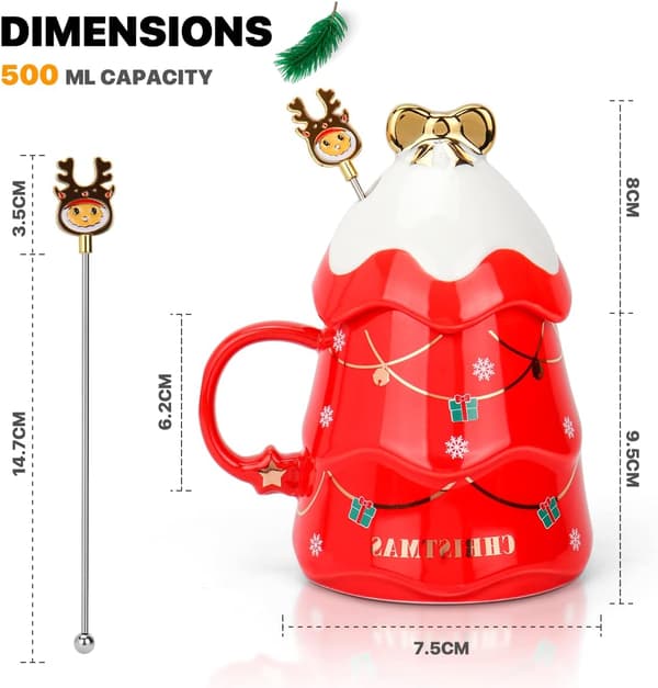 Julmugg med lock, Festlig söt julmugg, underbara keramiska tekoppar för föräldrar, barn, älsklingar och vänner