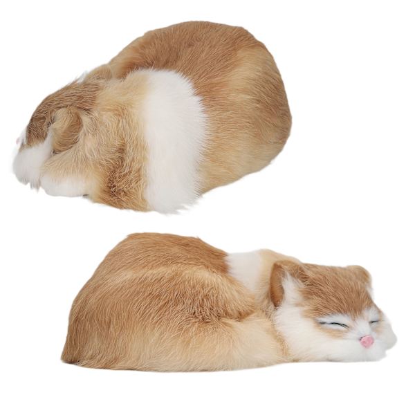 Pels sovende kat figur realistisk simulation fluffy dekorative plys sovende kat model til hjemmekontor