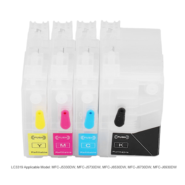 Blåckpatron Röd Blå Gul Svart 4 Färger Utskrift Tillbehör Set Kit för Skrivare LC3319