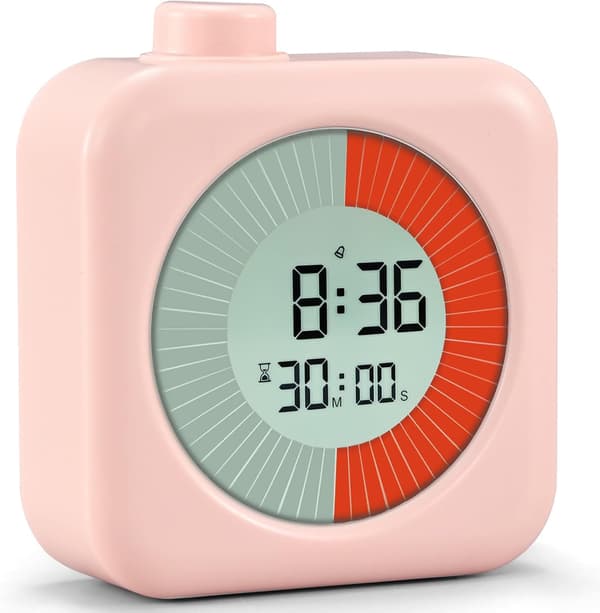 Visuel Timer Digital 60 Minutter 3 i 1 Nedtællingsrotationstimer LCD-skærm Pomodoro Tidsstyring Uddannelsesværktøj Pink