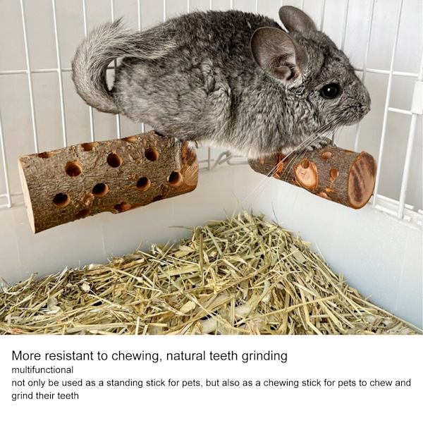 Hamster Log Tuggleksak Naturligt Säkert Molar Bite Resistent Papegoja Trä Stående Pinne för Smådjur L