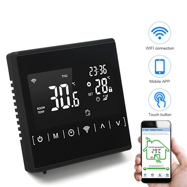 Intelligent Temperaturregulator WiFi Elektrisk Varmetermostat for Gulvvarme 85V~265V