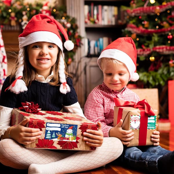 500 ST Julklappsetiketter Presentetiketter för Julklappar Julklappar för Kvinnor Män Barn Julklappspapper Juldekoration