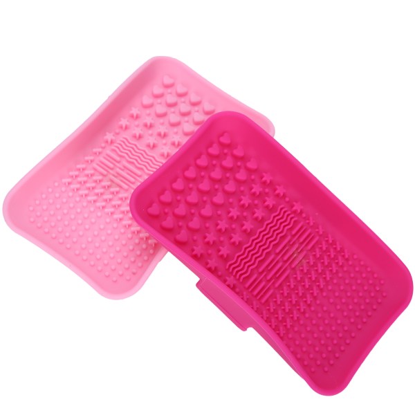 2st silikonsminkborstar Rengöringsdynor Mattor Kosmetisk sminkborsterengöringsmedel tvättverktyg