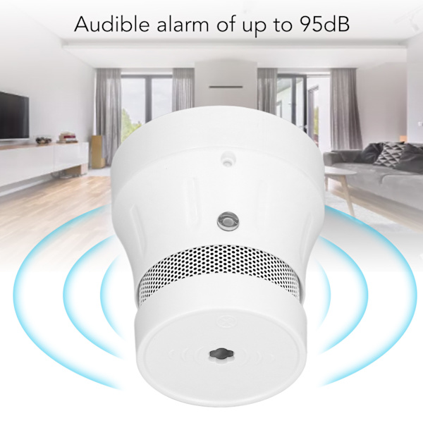 Rökdetektor med WIFI-stöd för Tuya-appen med röstvarning och LED-ljus, smart brandvarnare för hemmet