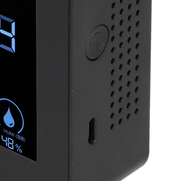 Luftkvalitetsdetektor Digital USB-laddning Koldioxidmonitor Temperatur Fuktighet TVOC-detektorSvart
