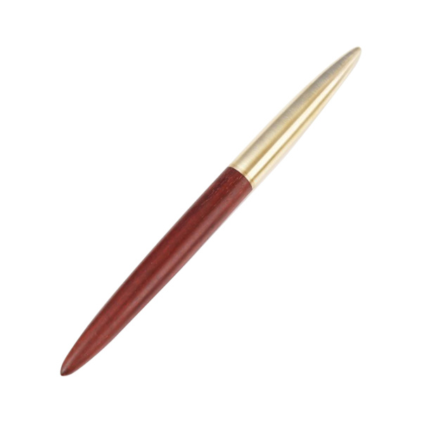 Signaturpen i sandeltræ og metal, 2-spidset neutral pen, kontorartikler, 14 cm lang
