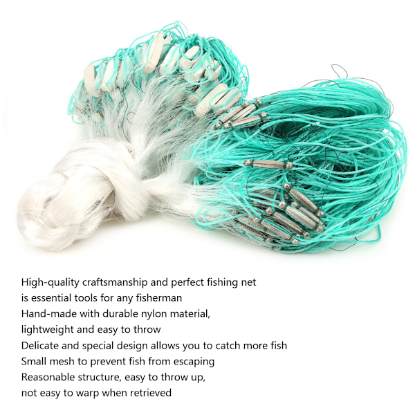 Fiskenet af Nylon med 3 Fingre - Kastnet til Fiskeri - Tilbehør - 30x1/50x1,5 Meter - 30 x 1 meter