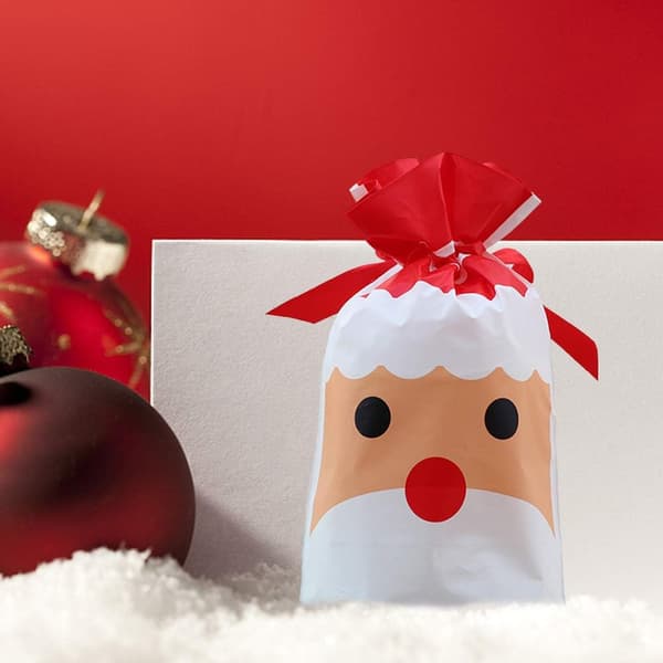 Presentpåsar med dragsko 50 st Jul Röd Jultomte Julklappsinslagning Presentförpackning Godis Påse Jul Godisväskor