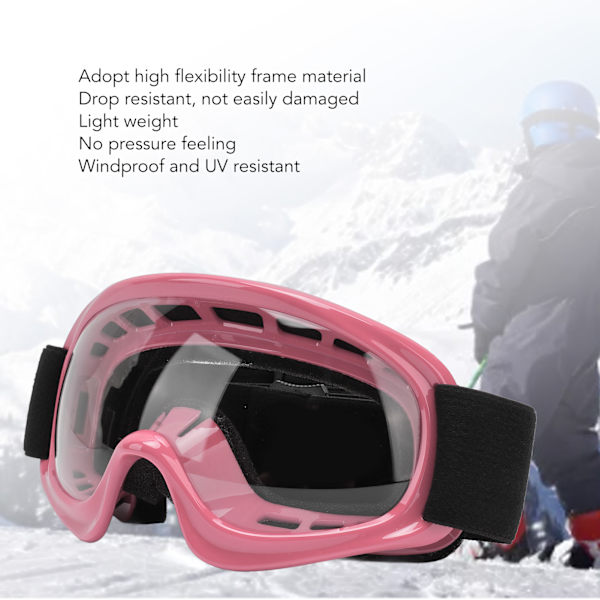 Børns Crossmotorcykel Briller Stødmodstand UV Beskyttelse Motorcykel Briller til Udendørs Cykling Ski ATV Off Road Racing Pink