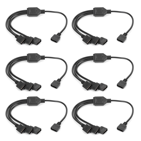 6 stk. 4-polet LED-splitterkabel RGB LED-lysstribe-stikkabel til 3528 5050Sort 1 til 3-kabel