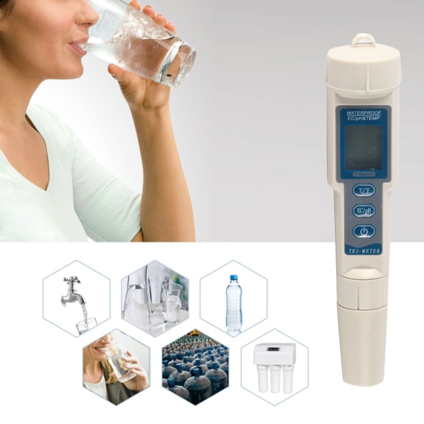 Hög precision bärbar 3 i 1 penna typ digital PH/EC/TEMP mätare vattenkvalitetsmonitor testare