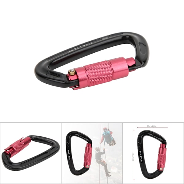 7075 Flygplansaluminium Master Lock Karabinhake D-ring Säkerhetsspänne Säkerhetsutrustning för Utomhusklättring Camping Hängmatta Svart