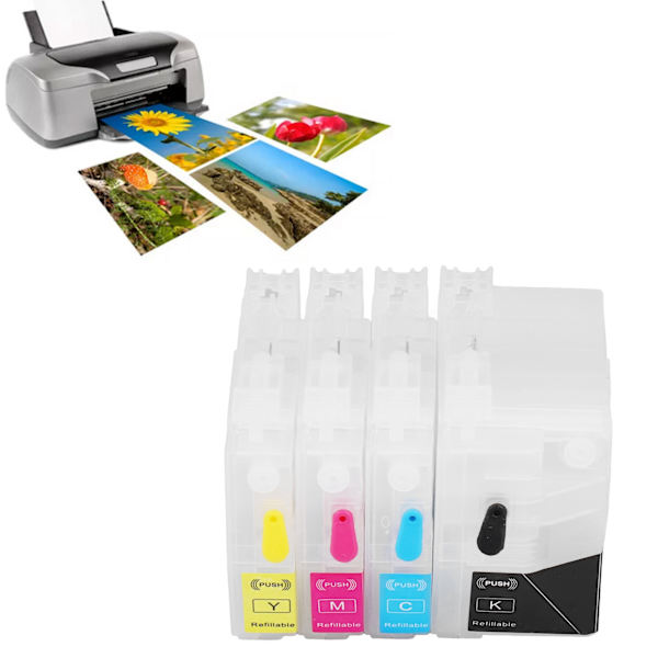 Blåckpatron Röd Blå Gul Svart 4 Färger Utskrift Tillbehör Set Kit för Skrivare LC3329