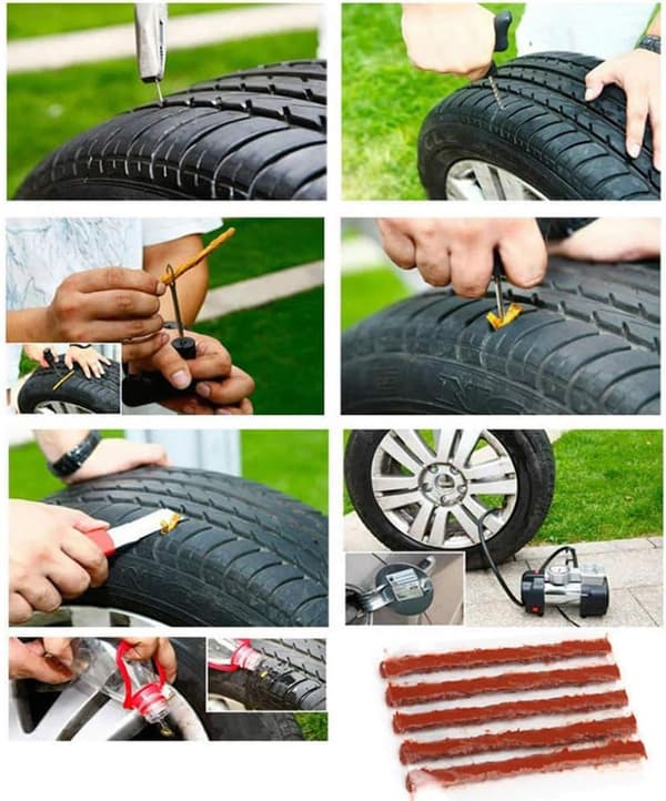 50-pack slanglösa däckpunkteringsreparationsremsor kit plugg gummiverktyg för bilmotorcykel