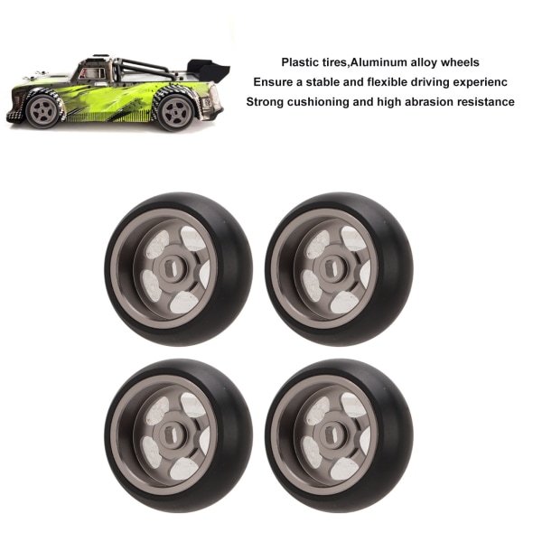 4 st RC-däck 5-uddig stjärna aluminiumlegering stark dämpning glänsande RC-driftrdäck för 1/28 för K969 för K989 för P929 Titanium