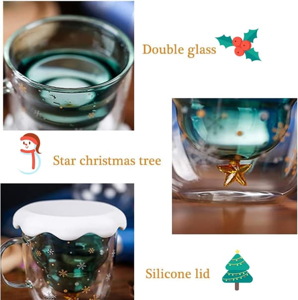Söta Muggar Julkaffemugg, Tekopp, Mjölkkopp Glas Dubbelväggiga Isolerande Glas Espresso-kopp