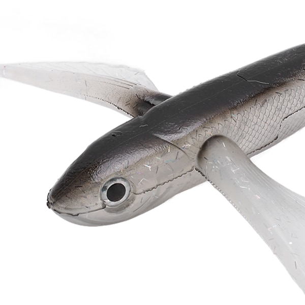 Fiskedrag Flygande Fisk Form Konstgjord Drag Mjuk Silikon Drag för Saltvatten BåtfiskeSvart