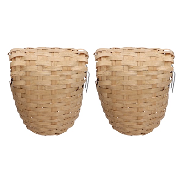 2PCS Naturlig Bambu Fågelbo Handgjord Fågelbo med Hängare för Utomhusträdgård