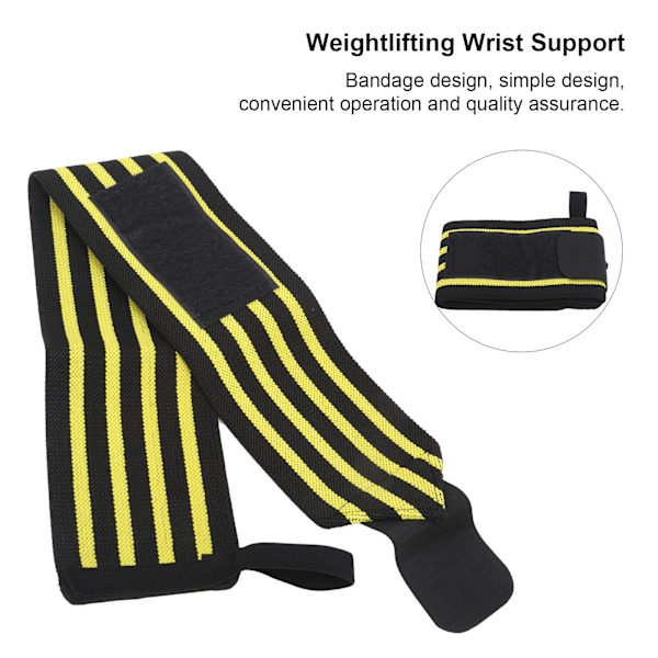 Fitness Vægtløftning Bracer Justerbar Håndledsstøtte Elastisk Håndled Wraps Bandager Sort Gul