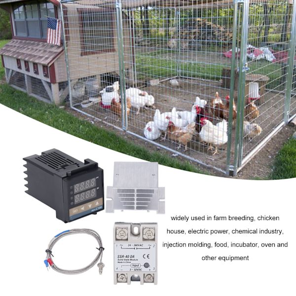 PID-temperaturregulatorer Kit 0-400℃ Vattentät Hög Noggrannhet REX C100 Temperaturregulator för Gård 100V-240V 40A