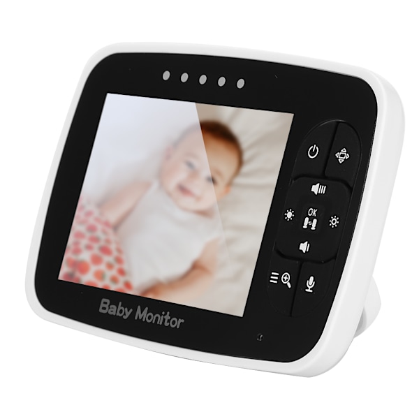 3,5 tommer PTZ Zoom Baby Monitor med 2-vejs Intercom, Temperaturmåling, Nattesyn, Vuggeviser, EU 100-240V