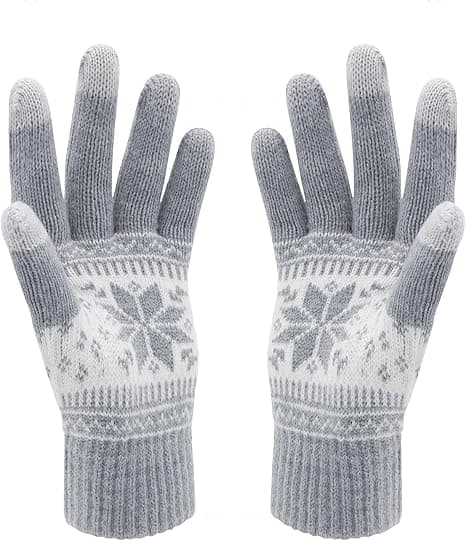 Vinter Touchscreen-Vantar Snöblommönster Håller Varmt för Kvinnor