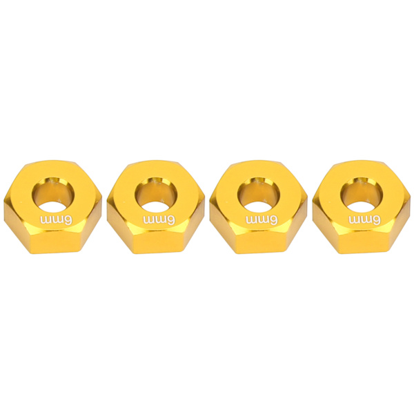 12mm pyörän kuusikulmainen napa-adapteri 6mm paksu M4 laippa lukkomutterit ristiavainsarja 1/10 RC-autolle Kulta