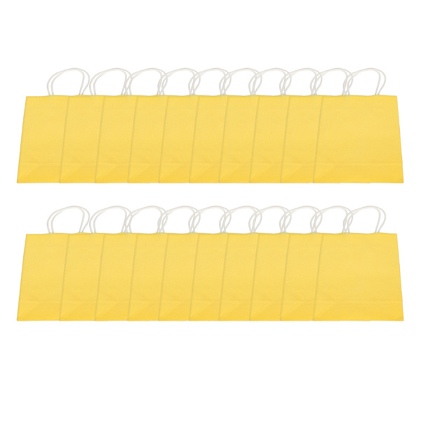 20 st bärbara kraftpapperspåsar förpacknings presentpåse tillbehör för shopping födelsedagsfester 15 x 8 x 21 cm gul