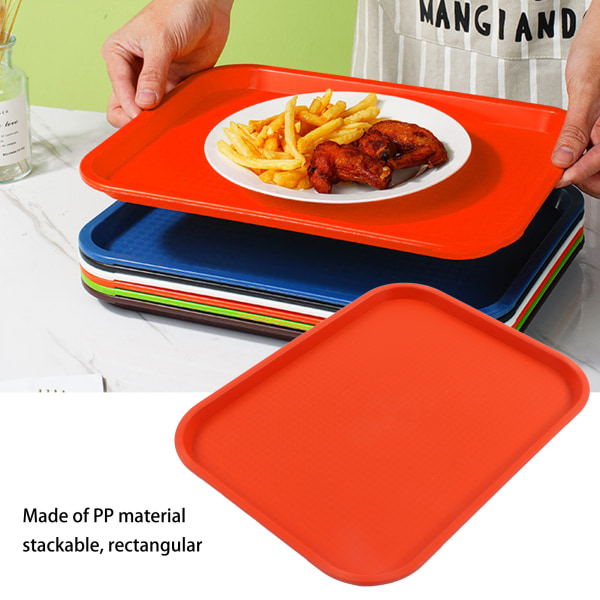 2 st snabbmatsbricka stapelbar rektangulär lätt vikt halkfri PP matserveringsbricka för restauranger kaféer orange