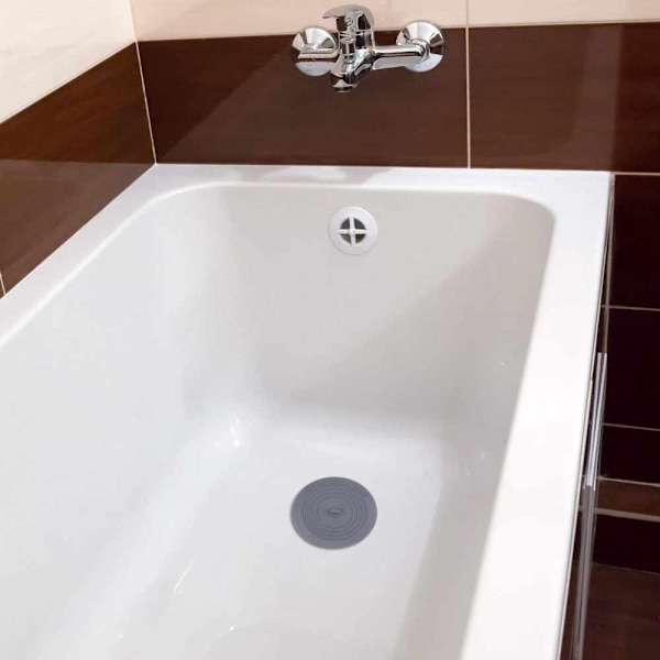 Silikone prop til badekar, køkken og vaskeri 6 tommer (grå)