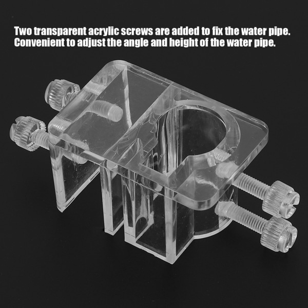 Läpinäkyvä akryyli sisään- ja ulostuloputken kiinnitysklemmari, yksi reikä akvaarioon, 21 mm