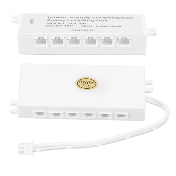 6-tieliitäntälaatikko XH2.5-portti 48 W 5-48 V Plug and Play -virtalähde LED-valaisimelle