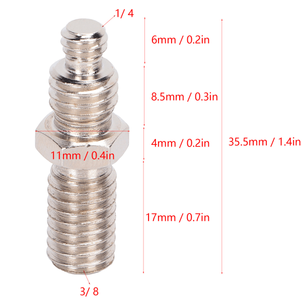 1/4 tum till 3/8 tum kamerakonverteringsskruv för stativkulhuvud Monopod SnabbkopplingsplattaE7