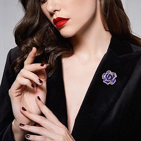 Elegant blomma brosch pin strass kronblad kläder accessoarer blomma brosch pin blåaktig lila