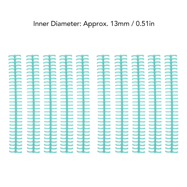 10 stk. Binderygge Spiraler Spoler Kamme 30 Huller Plastikstrimmel til Løsblade 1/2 tommer Diameter Grøn