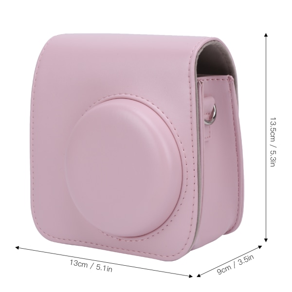 PU-lær Mini-kamerabeskyttende etui med justerbar skulderrem til Instax Mini 7+ kamera (rosa)