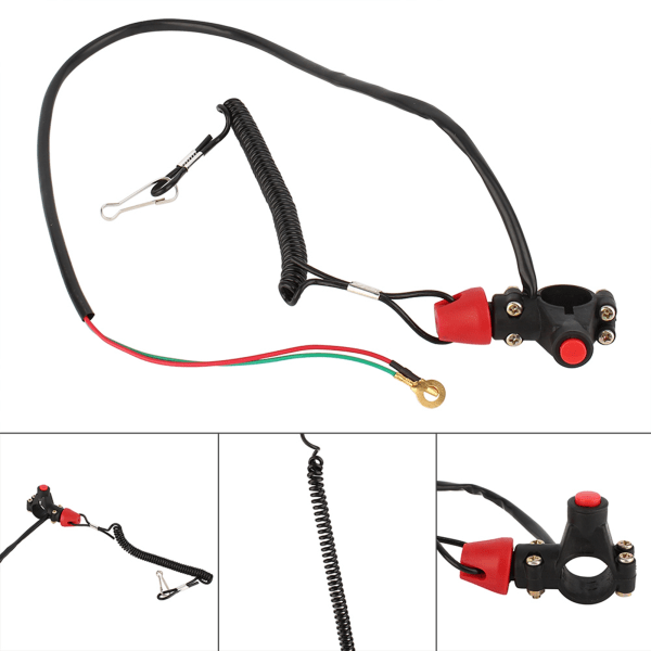 1x Engine Cord Lanyard Kill Stop Switch Safety Tether 12V CO For Motor ATV Boat