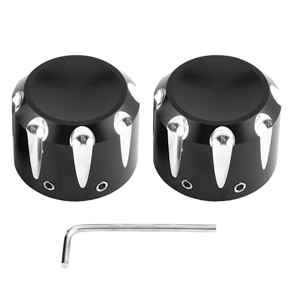 2 stk CNC aluminium motorsykkel foran aksel skallenøtt boltdekselhette (svart)