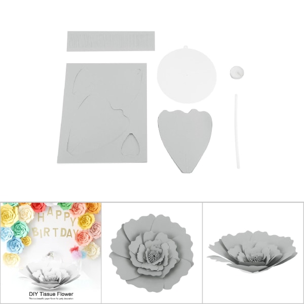DIY Kaunis Silkkipaperikukka Koriste Syntymäpäivä Hääjuhliin Harmaa