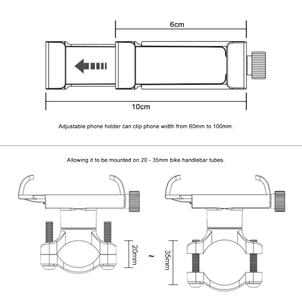 Justerbar cykelstyr telefonholder i aluminiumlegering til smartphone, lyserød