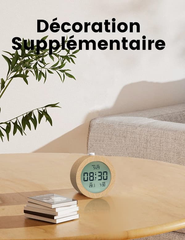 Digital väckarklocka i trä LCD digital klocka med datum temperatur snooze bakgrundsbelysning